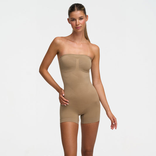 Trägerloser Bodysuit Sculpting Shapewear mit Shorts