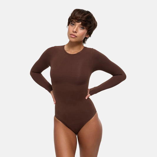 Crewneck Bodysuit Sculpting Shapewear Longsleeve mit Slip