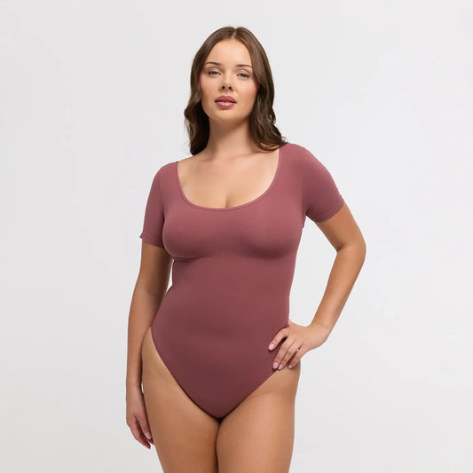 Clean Tshirt Sculpting Bodysuit with Slip