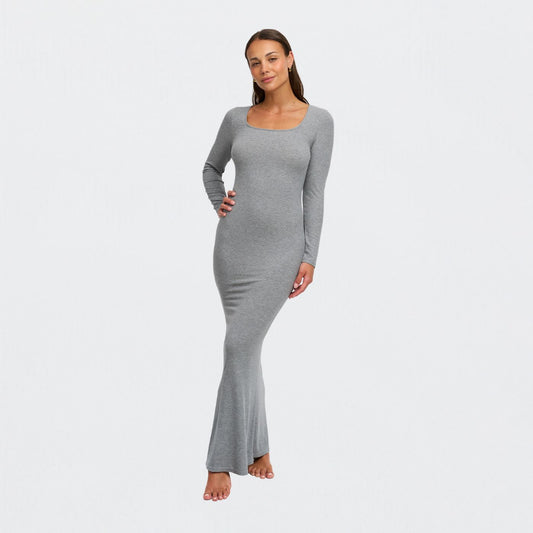 Ribbed Long Sleeve Maxikleid