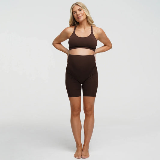 Seamless Umstandsshorts mit hohem Bund