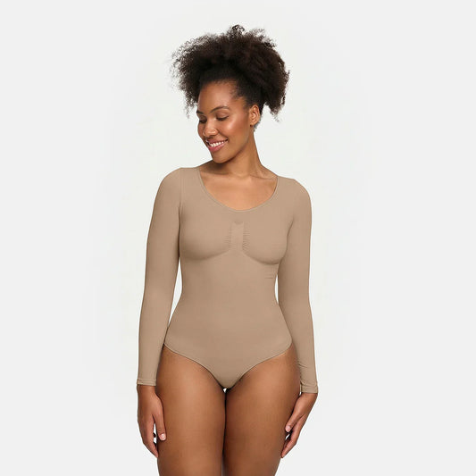 Bodysuit Sculpting Shapewear Longsleeve mit String