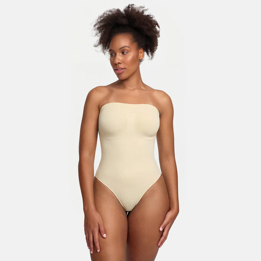 Trägerloser Bodysuit Sculpting Shapewear mit Slip