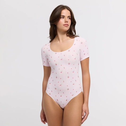 Jacquard T-Shirt Bodysuit Sculpting Shapewear mit Slip