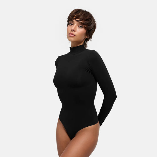 Turtleneck Bodysuit Sculpting Shapewear Longsleeve mit String