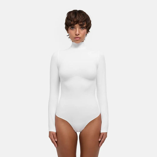 Turtleneck Bodysuit Sculpting Shapewear Longsleeve mit String