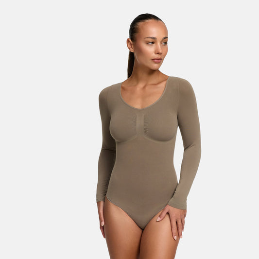 Bodysuit Sculpting Shapewear Longsleeve mit String